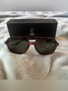 NWT! Sojos Retro Square Aviator Style Sunglasses - Tortoise Frame
